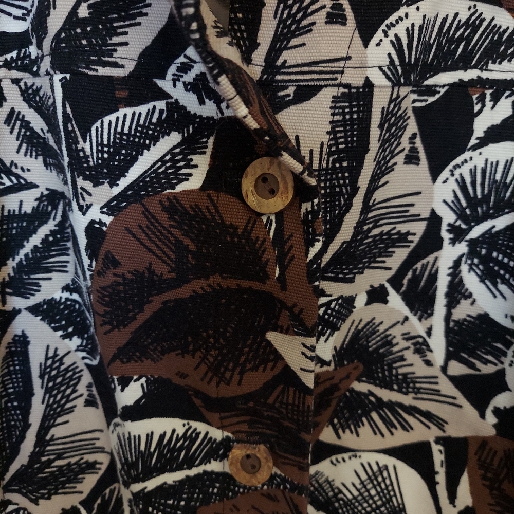 Appleseed's Black White Brown Button Leaf Pattern Jacket Sz 16 Cotton - Picture 5 of 8